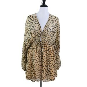 ASOS US 6* Gathered Waist Blouson Sleeve Chiffon Romper Leopard Print